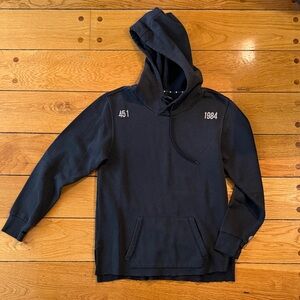 Men's Black Hooded Sweatshirt with Subtle Chest Numerals